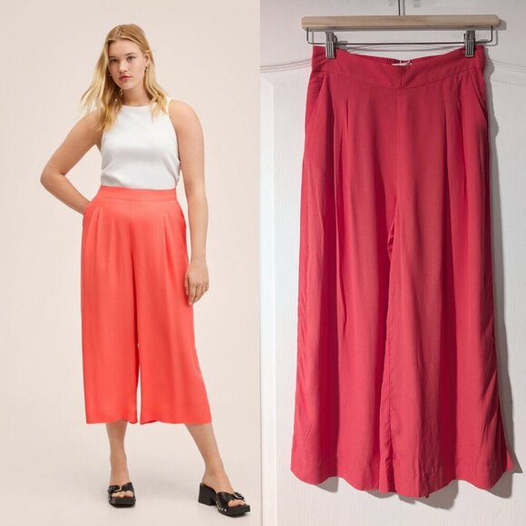 NWT Mango | Fluid Culotte Trouser In Coral Red - Picture 1 of 15